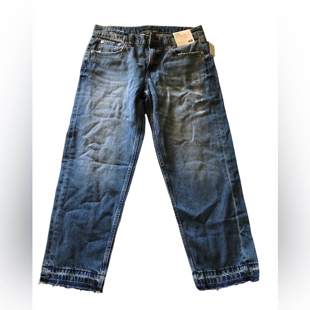 Aerospostale Women's Blue Denim Pockets Low Rise Baggy CropJeans S4R NWT  $54.95
